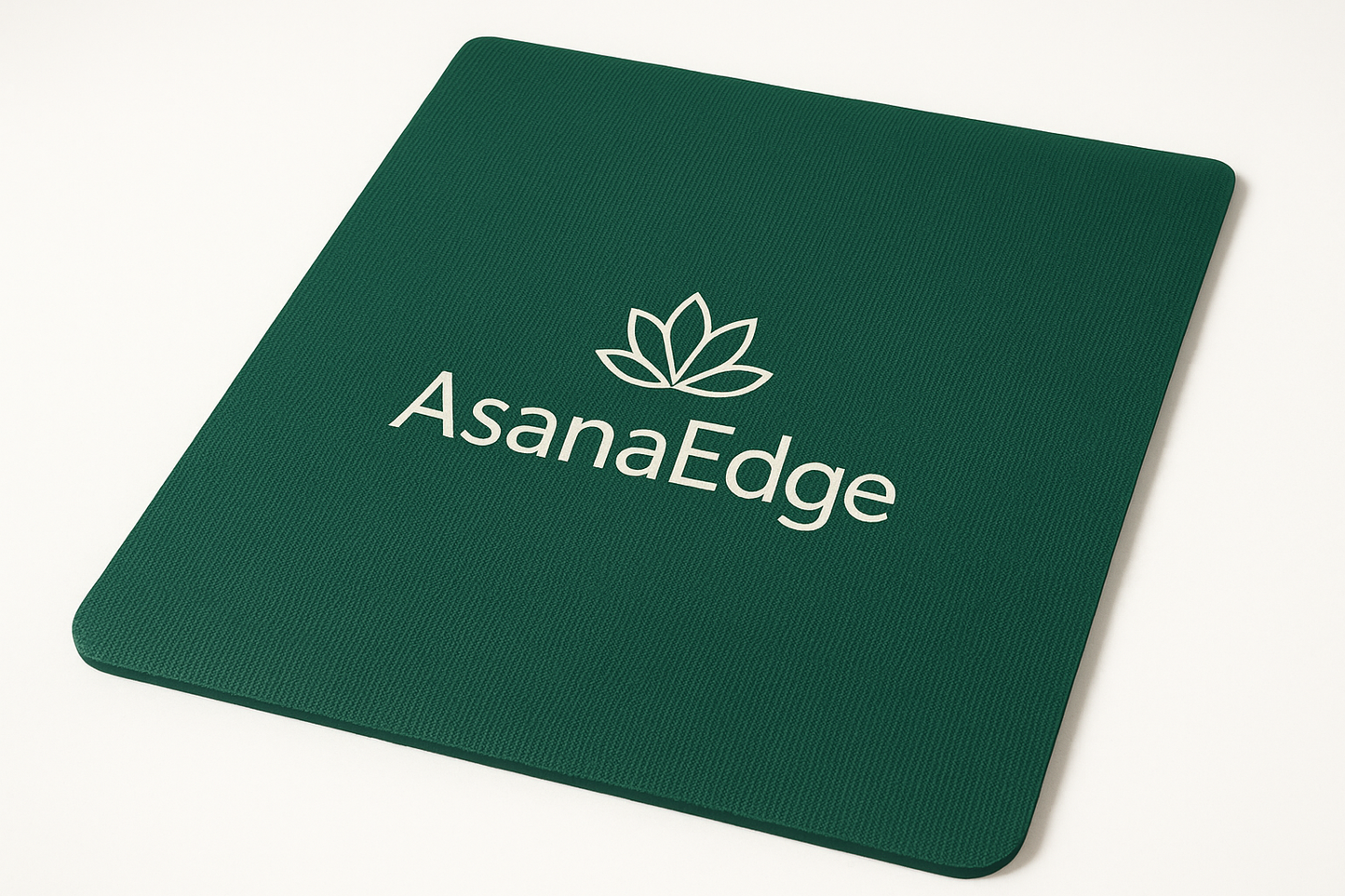 green yoga mat with asanaedge logo
